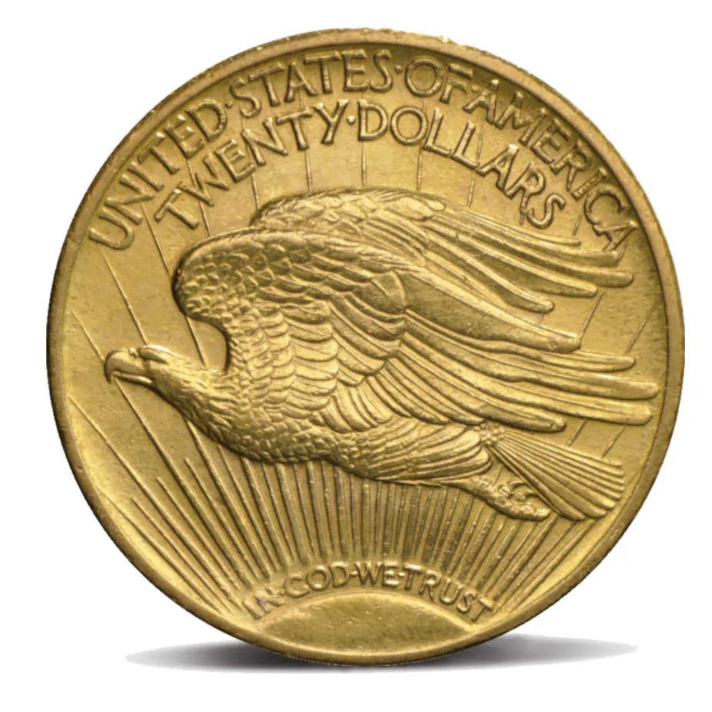 20 Dollari St‑Gaudens Doppia Aquila 1907–1908 (No Motto)