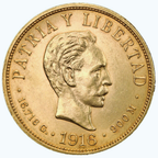 5 Pesos Cuba José Martí 1915–1916